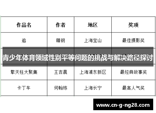 青少年体育领域性别平等问题的挑战与解决路径探讨